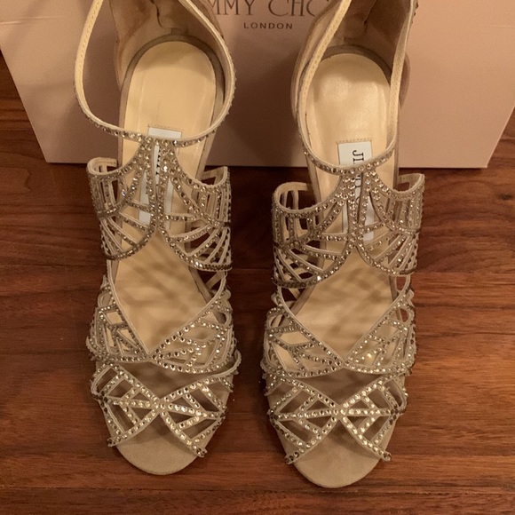 Jimmy Choo Kallai Suede and Crystal Heels - Picture 2 of 8